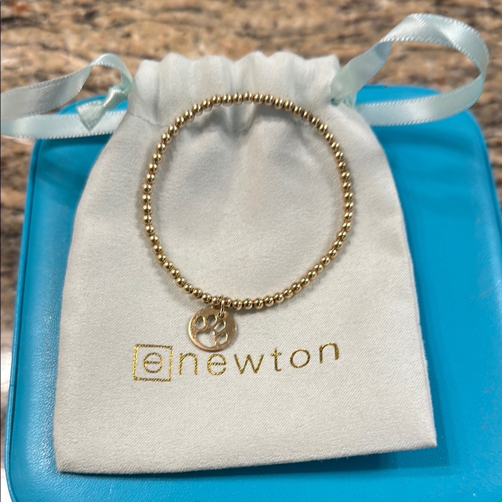 ENewton classic gold bracelet with paw print gold disc